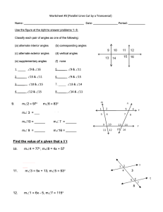 Parallel lines cut by a transversal worksheet