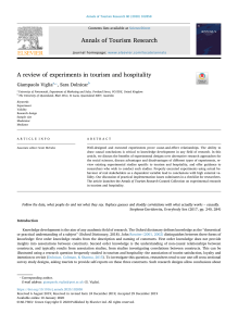 A review of experiment in tourism and hospitality