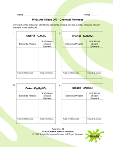 Chemical Formulas Worksheet