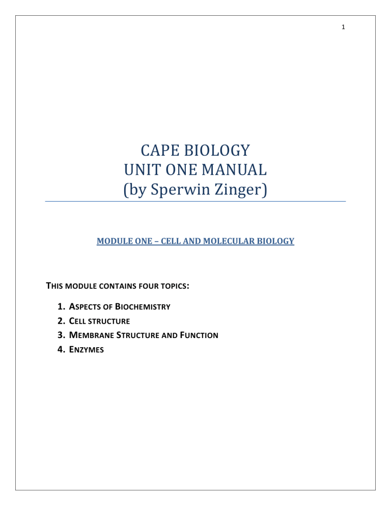 Cape Biology Unit 1 Complete