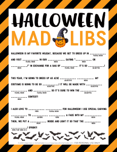 Halloween Mad Libs 1