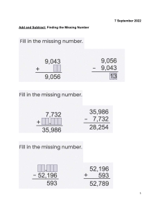 Add and Subtract Find Missing Number