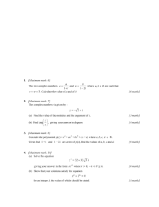 TEST 4. Complex numbers (2015B) IB MATH HL AA