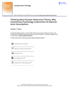 Thinking about Nuclear Deterrence Theory Why Evolutionary Psychology Undermines Its Rational Actor Assumptions