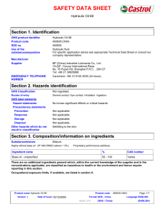 MSDS Hydraulic Oil 68 Lubricant