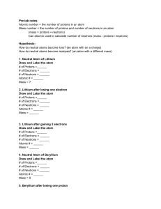 Atomic Structure: Ions & Isotopes Worksheet