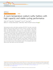 A room temperature sodium sulfur battery with high capacity and stable cycling performance