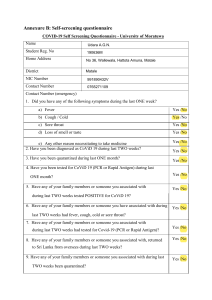 COVID-19 Self Screening Questionnaire