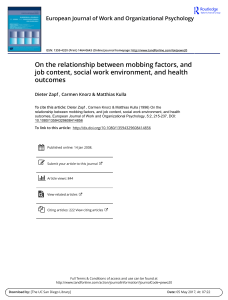 On the relationship between mobbing factors, and job content, social work environment, and health outcomes