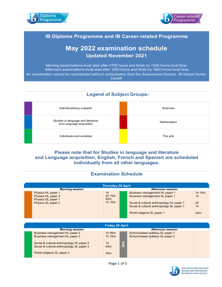 IB Exam Date