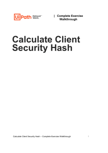 Calculate Client Security Hash - 2020.10 Complete Exercise Walkthrough