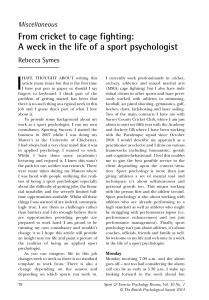 A week in the life- Introduction to sport psychology
