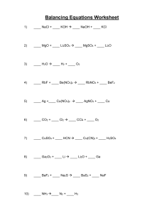 Balancing Chemical Equations Worksheet