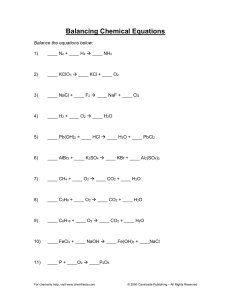 Balancing Chemical Equations Worksheet