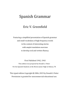 Spanish Grammar- Eric V. Greenfield