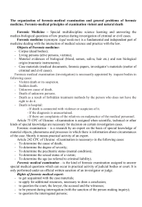 The organization of forensic-medical examination dfee9956e1526dbe62523d5f124f9bd5