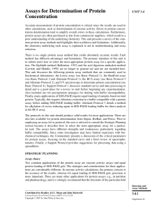 Assays for Determination of Protein Conc