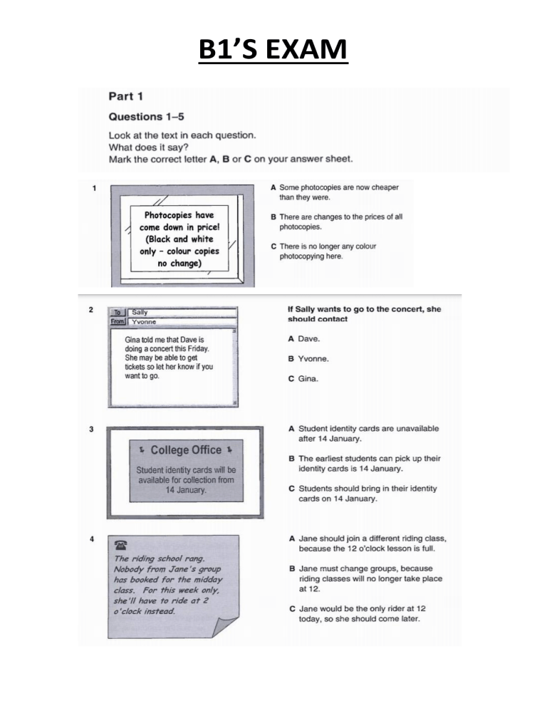 B1 EXAM 1 