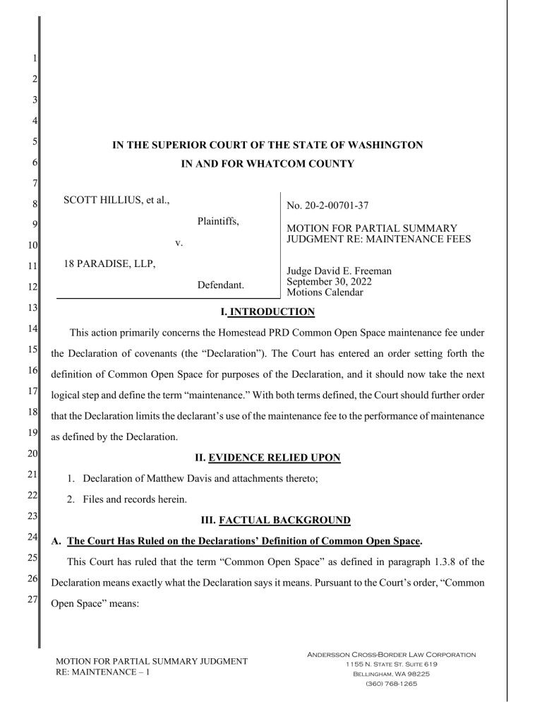 Summary Judgment Motion