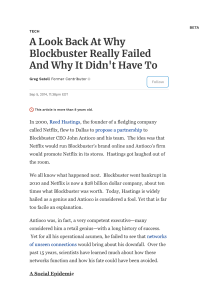 Forbes, 2014. A look back at why blockbuster really failed and why it didnt have to