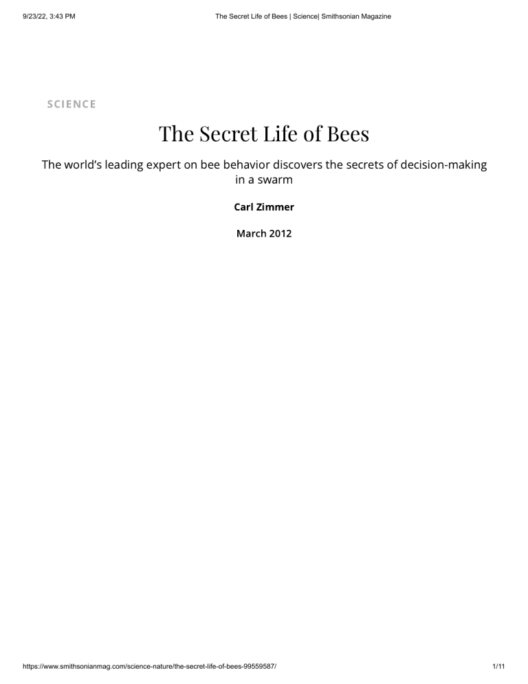The Secret Life Of Bees Science Smithsonian Magazine