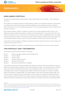 Year 7 Mathematics Portfolio Above