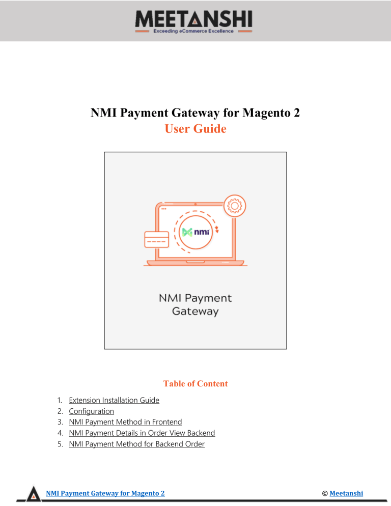 Magento 2 NMI Payment Gateway