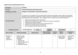 HT2 CoCU 1 Hygiene, Kitchen Safety And Food Handling