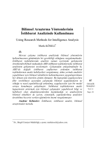 İstihbarat Analizinde Bilimsel Yöntemler