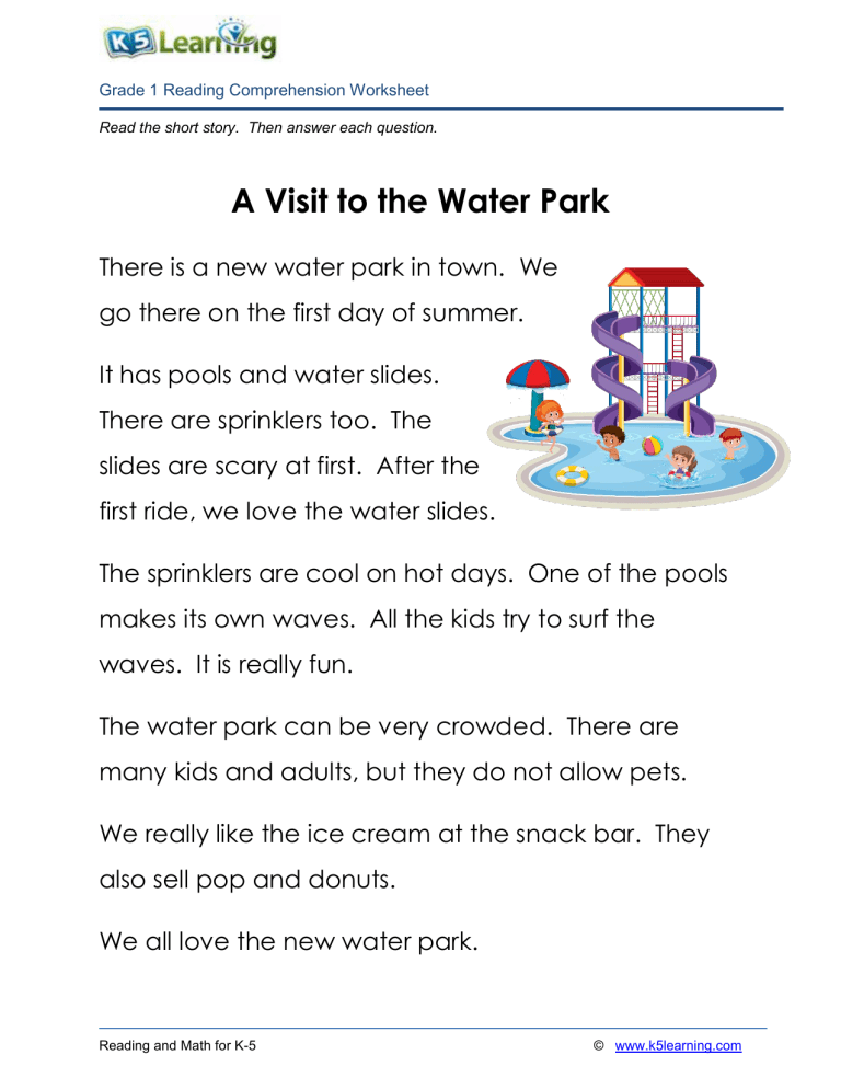 essay on water park for class 1