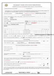 Application Form Police Trainee