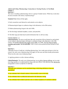 PHRM EXAM1 testbank ch 1-6, 12-16