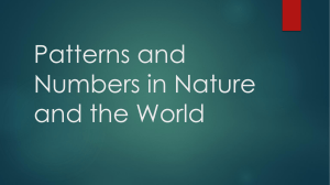 PATTERNS AND NUMBERS IN NATURE AND THE WORLD