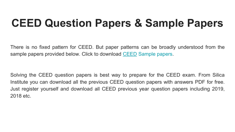CEED Question Papers Sample Papers