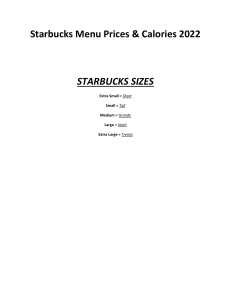 Starbucks Menu Prices