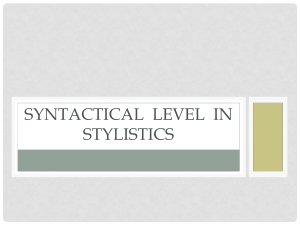 Syntactical  Level  in Stylistics (1)