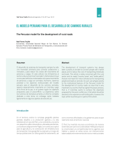 Torres Trujillo, Raúl A. (Bogotá, Colombia, Revista de Ingeniería 2017) El modelo peruano para el desarrollo de caminos rurales
