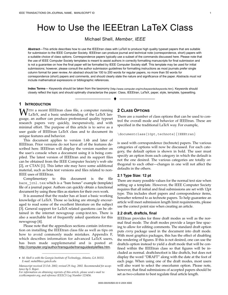 IEEEtran HOWTO