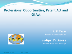 IPR Opportunities for Company Secretaries: Patent & GI Act