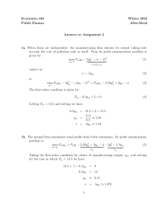 Econ 440 Public Finance Assignment 2 answers