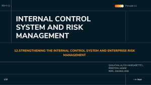 12.STRENGTHENING THE INTERNAL CONTROL SYSTEM AND ENTERPRISE RISK MANAGEMENT