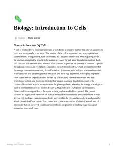 Biology Introduction To Cells