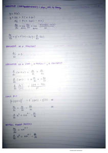 SUMMARY OF DERIVATIVE AND INTEGRAL FORMULAS