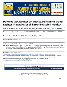 Delve Into the Challenges of Career Retention among Women Engineer The Application of the Modified Delphi Technique