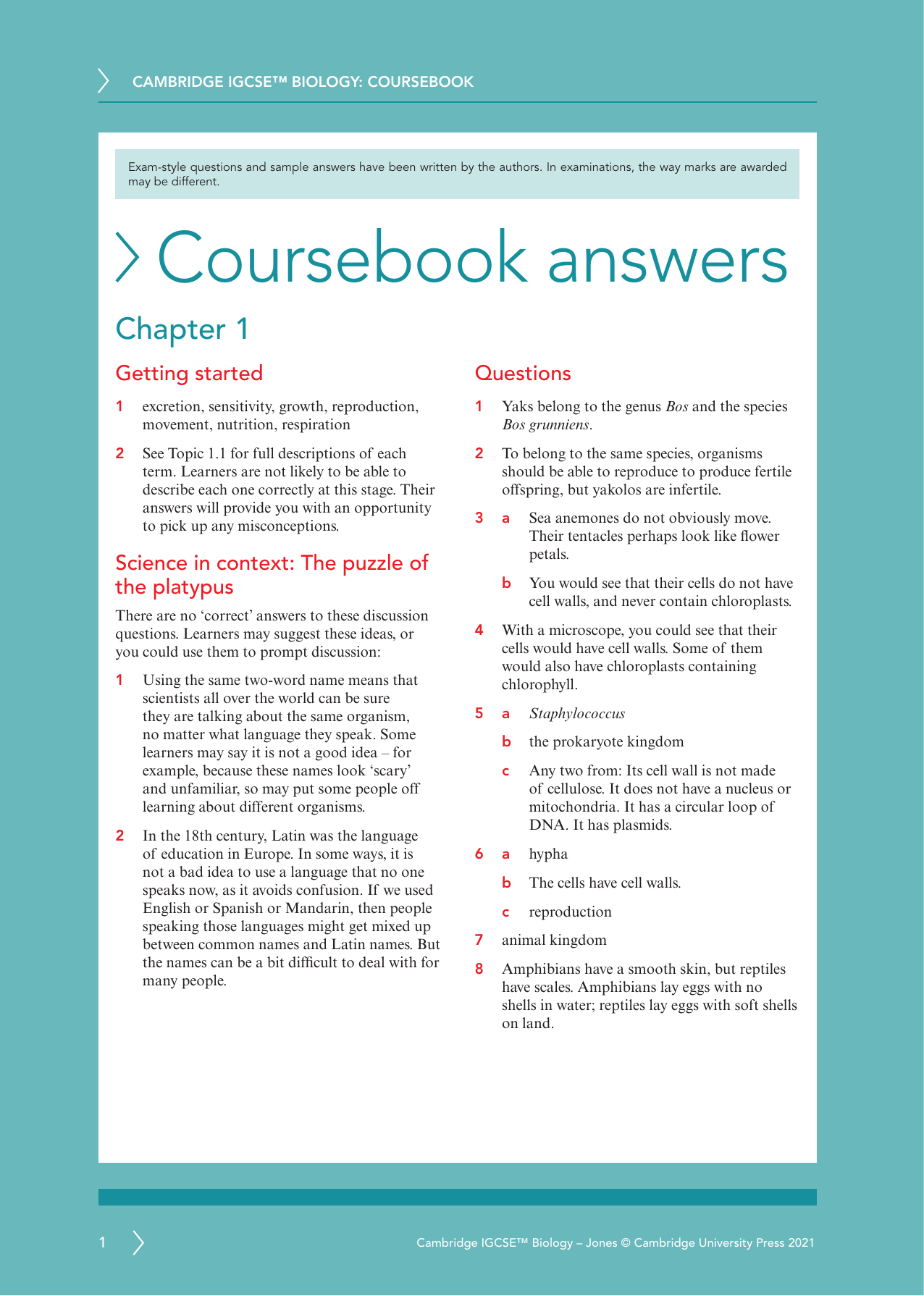 Igcse Biology Coursebook 4th Ed Answers
