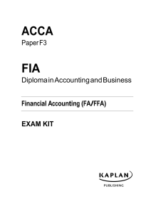 Financial Accounting Textbook F3 Kaplan Exam Kit 2018