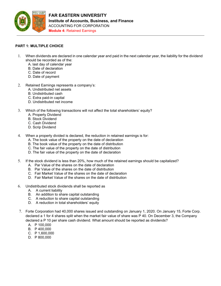 Module 4 Retained Earnings