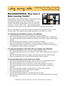 documentation- when does it make learning visible 