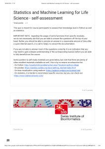 Statistics and Machine Learning for Life Science - self-assessment