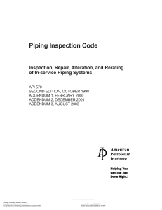 API-570-Piping Inspection Code-Inspection, Repair, Alteration, and Rerating of In-service Piping Systems-2nd Edition-October 1998, Addendum 3-August 2003